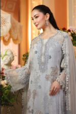 Maria.B – Ice Blue Embroidered Chiffon 2-Piece Suit ( - Image 2