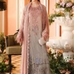 Maria.B – Pink & Grey Embroidered Chiffon 2-Piece Suit