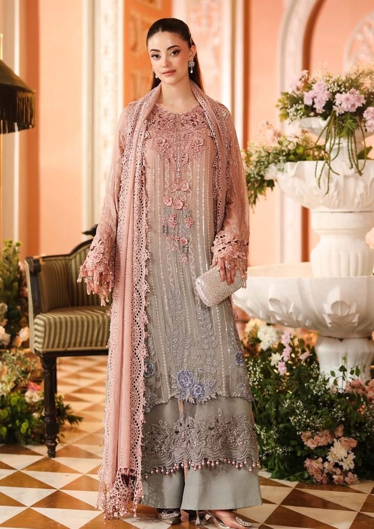 WhatsApp Image 2026-09-24 at 12.26.25 AM (3) Maria.B – Pink & Grey Embroidered Chiffon 2-Piece Suit - Image 1