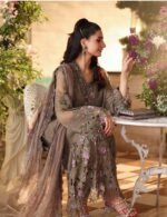 Maria.B – Mouse Grey Embroidered Chiffon 2-Piece Suit - Image 2