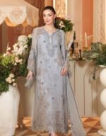 Maria.B – Ice Blue Embroidered Chiffon 2-Piece Suit (