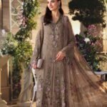 Maria.B – Mouse Grey Embroidered Chiffon 2-Piece Suit