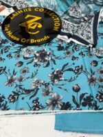 Premium Turquoise Floral 3-Piece Linen Suit - Image 2