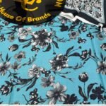 Premium Turquoise Floral 3-Piece Linen Suit