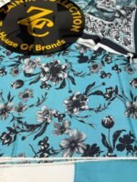 Premium Turquoise Floral 3-Piece Linen Suit