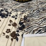 Premium Navy & Brown Printed 3-Piece Linen Suit