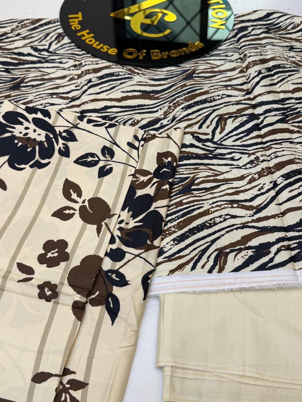 WhatsApp Image 2026-09-26 at 3.47.22 PM (8) Premium Navy & Brown Printed 3-Piece Linen Suit - Image 1