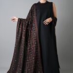 Premium Black Karandi Shawl with Pure Mirror Work
