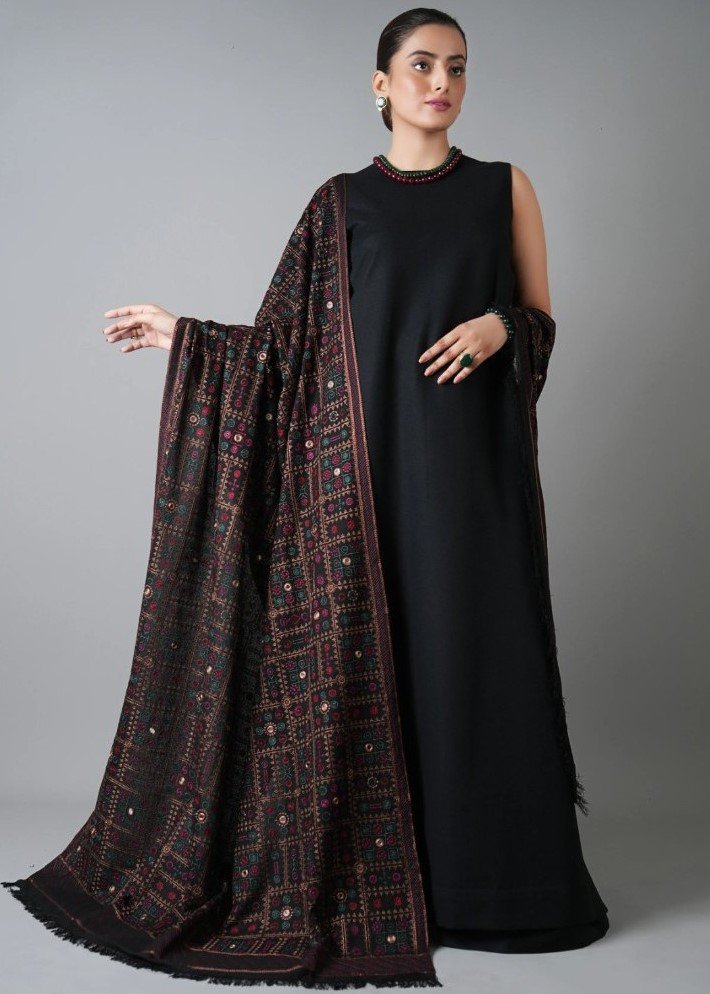 WhatsApp Image 2026-09-29 at 10.22.48 PM Premium Black Karandi Shawl with Pure Mirror Work - Image 1