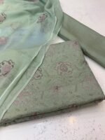 Bareeza Sage Green Embroidered 3-Piece Karandi Suit - Image 2