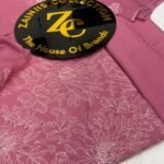 Premium Rose Pink Floral Embroidered Karandi 3-Piece Suit with Pure Sufon Dupatta
