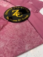 Premium Rose Pink Floral Embroidered Karandi 3-Piece Suit with Pure Sufon Dupatta