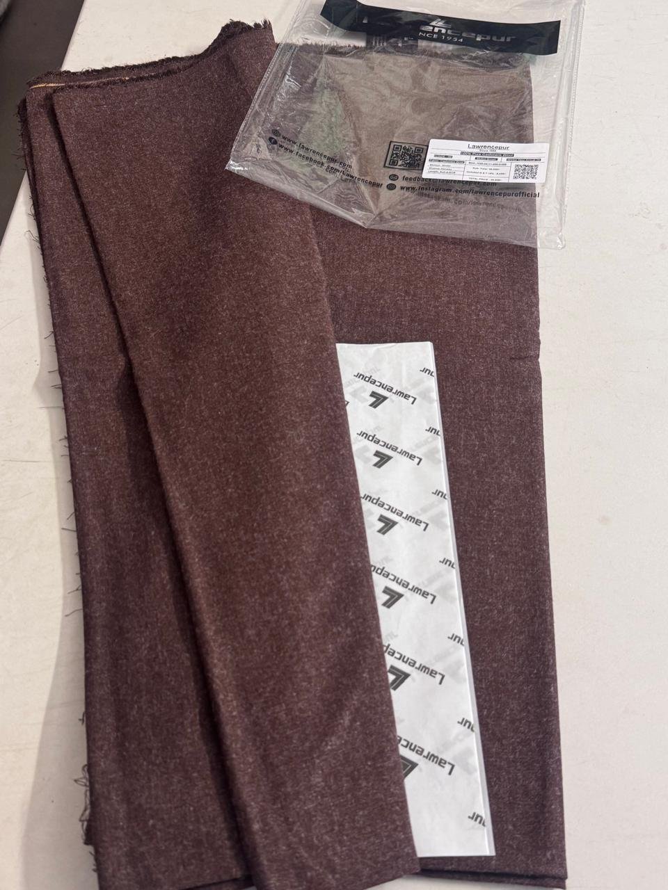 4444 Lawrencepur Chocolate Brown Kashmiri Wool Unstitched Fabric - Image 1