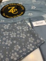 Bareeza Misty Blue Pure Karandi Embroidered Ensemble