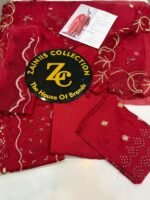 Ruby Chikankari Embroidered Luxury Ensemble