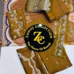 Nureh Mustard Floral Embroidered Karandi Suit