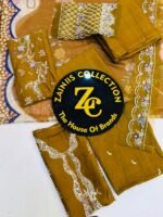 Nureh Mustard Floral Embroidered Karandi Suit - Image 2