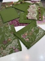 Nureh Olive Green Floral Embroidered Karandi Suit - Image 3