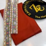 Rang Rasiya Rust Solid with Multicolor Karhai Lace