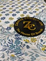 ChenOne Blue & Mustard Floral Pure Cotton King Size Bedsheet - Image 3
