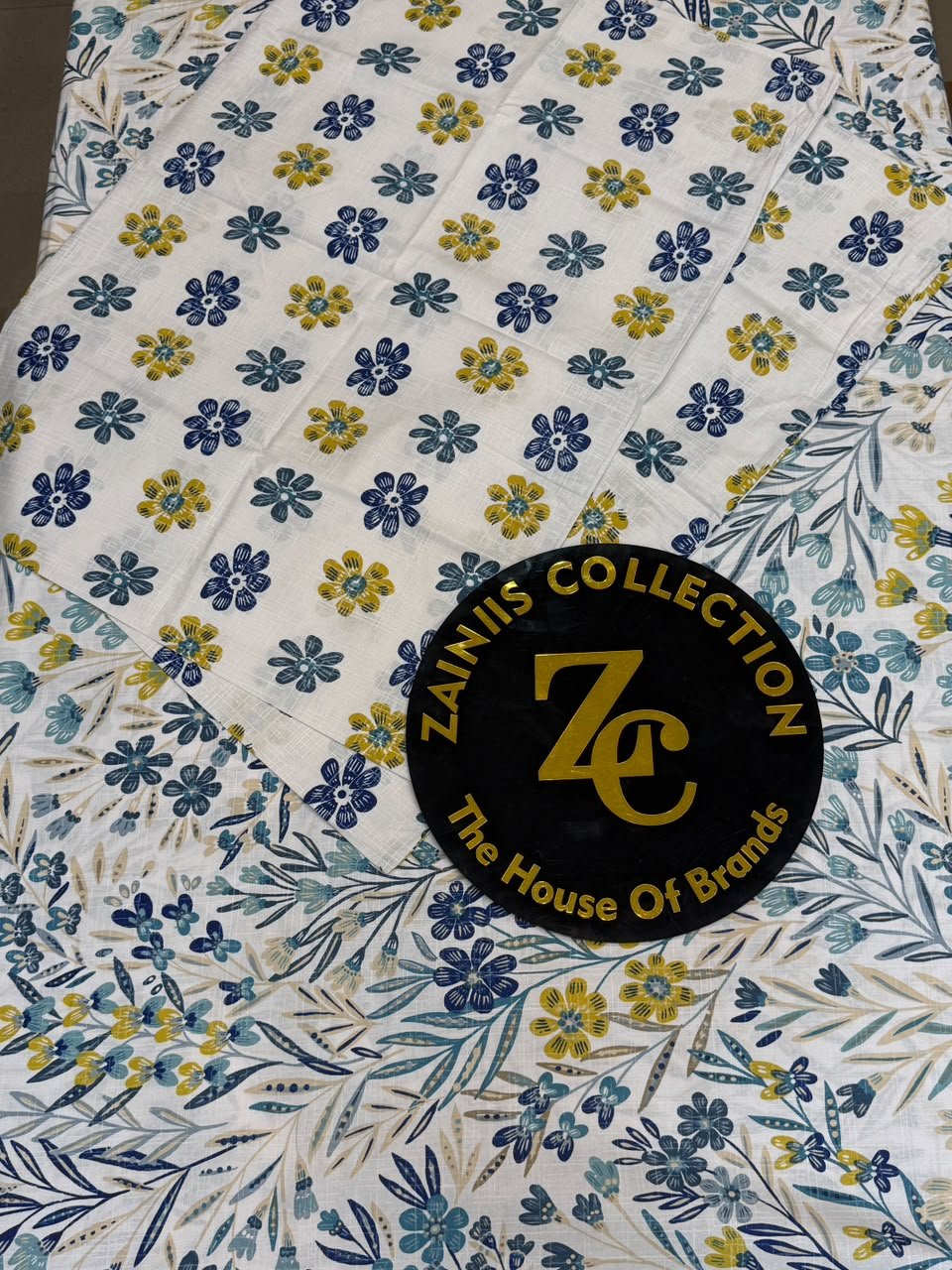 WhatsApp Image 2026-10-03 at 1.22.48 PM ChenOne Blue & Mustard Floral Pure Cotton King Size Bedsheet - Image 1