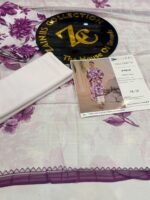 Rang Rasiya Coral Fall Edit FE-10 White and Purple Floral Digital Printed Linen 3 Piece Suit - Image 3