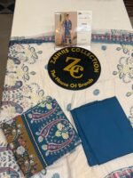Rang Rasiya Coral FE-09 Teal Blue and Mustard Floral Digital Printed Linen 3 Piece Suit - Image 4