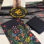Rang Rasiya Coral Fall Edit FE-03 Black Multi-Color Floral Digital Printed Linen 3 Piece Suit
