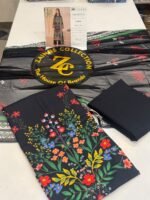 Rang Rasiya Coral Fall Edit FE-03 Black Multi-Color Floral Digital Printed Linen 3 Piece Suit