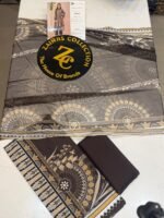 Rang Rasiya Coral FE-02 Grey and Brown Floral Digital Printed Linen 3 Piece Suit - Image 3