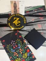 Rang Rasiya Coral Fall Edit FE-03 Black Multi-Color Floral Digital Printed Linen 3 Piece Suit - Image 3