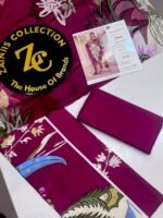 Rang Rasiya Coral FE-04 Maroon Digital Printed Linen 3 Piece Suit - Image 3