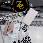 Rang Rasiya Coral Fall Edit FE-08 Black and White Floral Digital Printed Linen 3 Piece Suit
