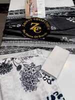 Rang Rasiya Coral Fall Edit FE-08 Black and White Floral Digital Printed Linen 3 Piece Suit - Image 3