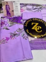 Rang Rasiya Coral Fall Edit FE-01 Lavender Purple Digital Printed Linen 3 Piece Suit - Image 4