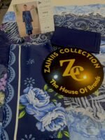 Rang Rasiya Coral Fall Edit FE-06 Navy Blue Floral Digital Printed Linen 3 Piece Suit - Image 2