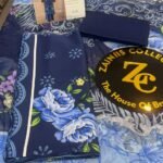 Rang Rasiya Coral Fall Edit FE-06 Navy Blue Floral Digital Printed Linen 3 Piece Suit