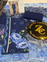Rang Rasiya Coral Fall Edit FE-06 Navy Blue Floral Digital Printed Linen 3 Piece Suit