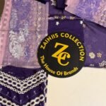 Nureh Purple Embroidered Lawn 3-Piece Suit with Printed Chiffon Dupatta