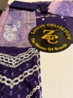 Nureh Purple Embroidered Lawn 3-Piece Suit with Printed Chiffon Dupatta - Image 3