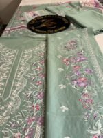 Nureh Sage Green Embroidered Lawn 3-Piece Suit with Printed Chiffon Dupatta - Image 3