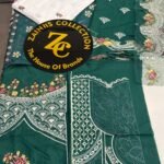 Nureh Dark Teal Green Embroidered Lawn 3-Piece Suit with Printed Chiffon Dupatta