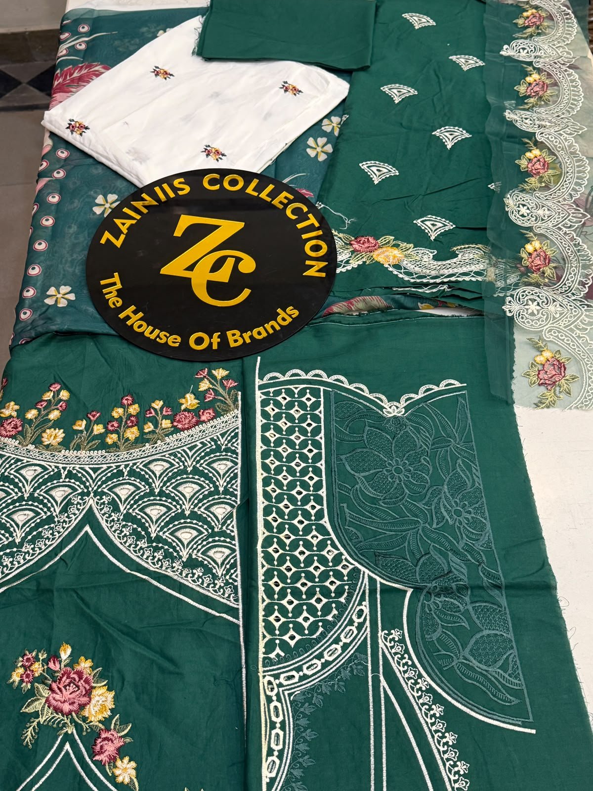 WhatsApp Image 2026-10-06 at 4.24.23 PM (1) Nureh Dark Teal Green Embroidered Lawn 3-Piece Suit with Printed Chiffon Dupatta - Image 1