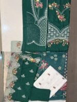 Nureh Dark Teal Green Embroidered Lawn 3-Piece Suit with Printed Chiffon Dupatta - Image 4