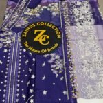Nureh Royal Purple Embroidered Lawn 3-Piece Suit with Printed Chiffon Dupatta