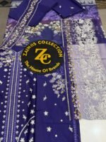 Nureh Royal Purple Embroidered Lawn 3-Piece Suit with Printed Chiffon Dupatta