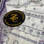 Nureh White Embroidered Lawn 3-Piece Suit with Purple Floral Printed Chiffon Dupatta