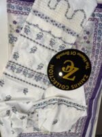 Nureh White Embroidered Lawn 3-Piece Suit with Purple Floral Printed Chiffon Dupatta - Image 2