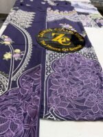Nureh Deep Purple Embroidered Lawn 3-Piece Suit with Floral Printed Chiffon Dupatta - Image 3