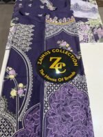 Nureh Deep Purple Embroidered Lawn 3-Piece Suit with Floral Printed Chiffon Dupatta - Image 2